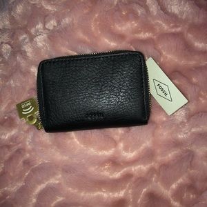 Fossil mini zip card case new